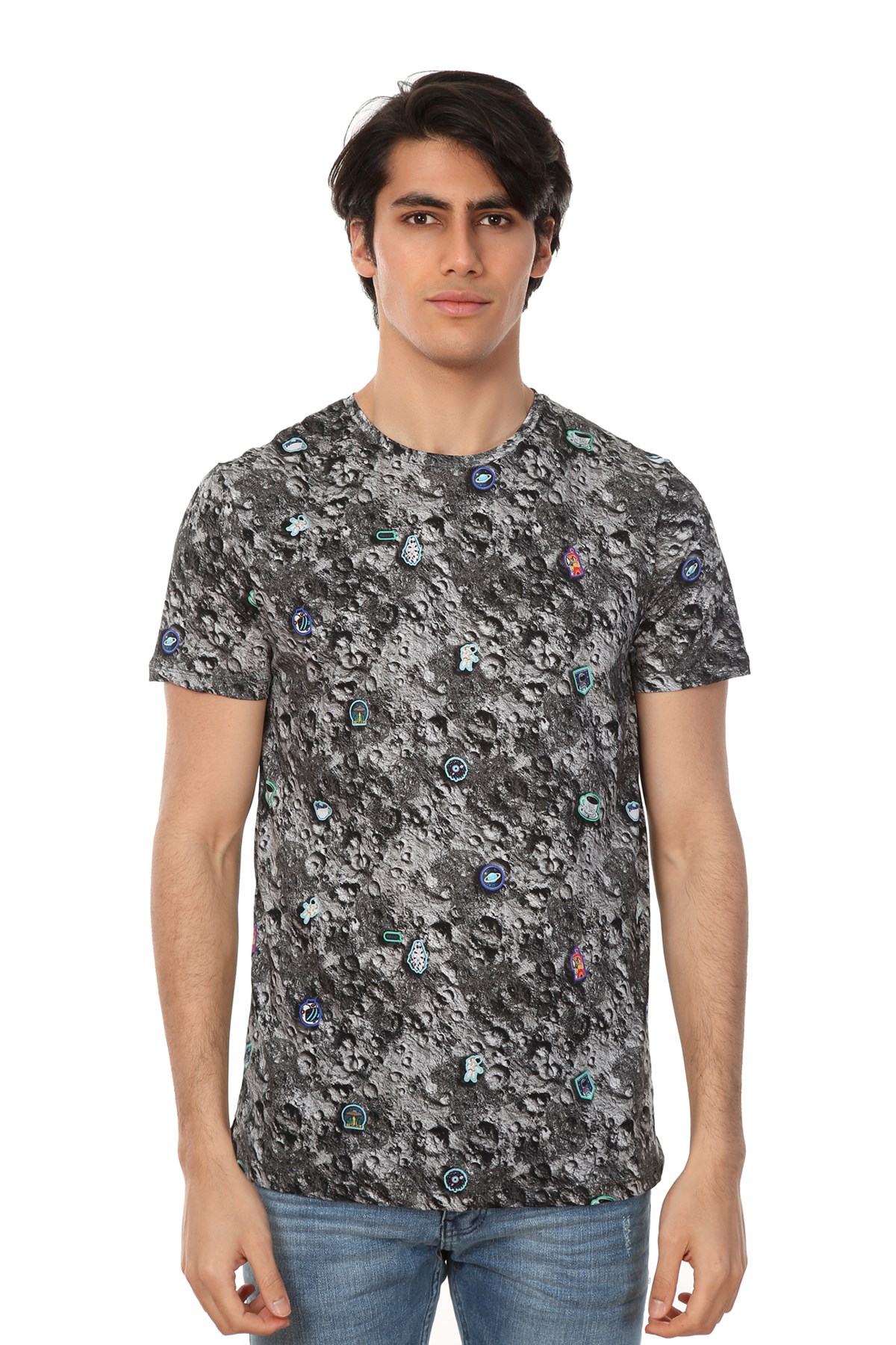 JOHN FRANK BASKILI DİJİTAL T-SHIRT MULTICOLOR