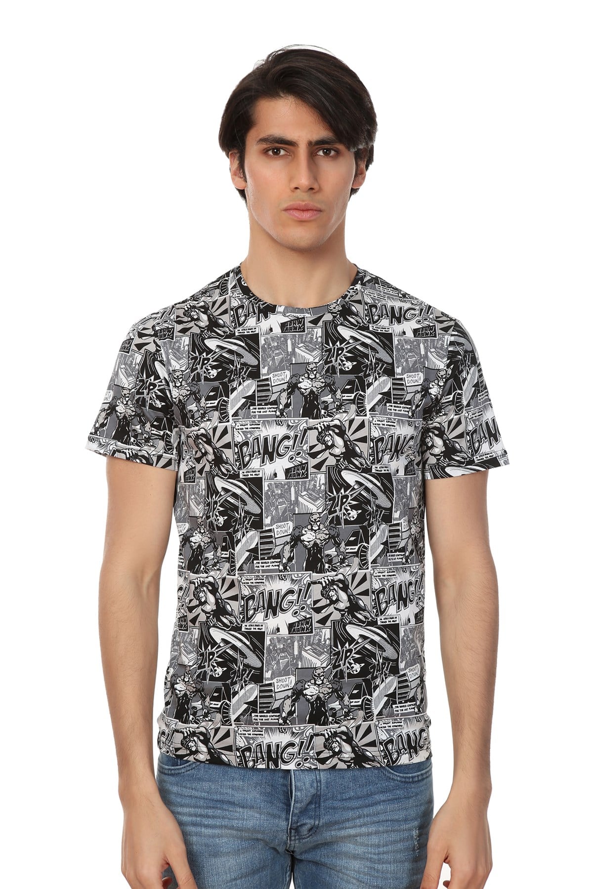 JOHN FRANK BASKILI DİJİTAL T-SHIRT MULTICOLOR