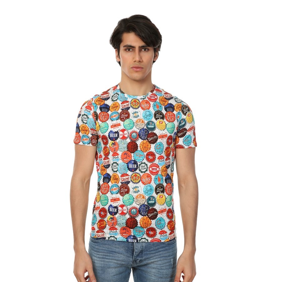 JOHN FRANK BASKILI DİJİTAL T-SHIRT MULTICOLOR