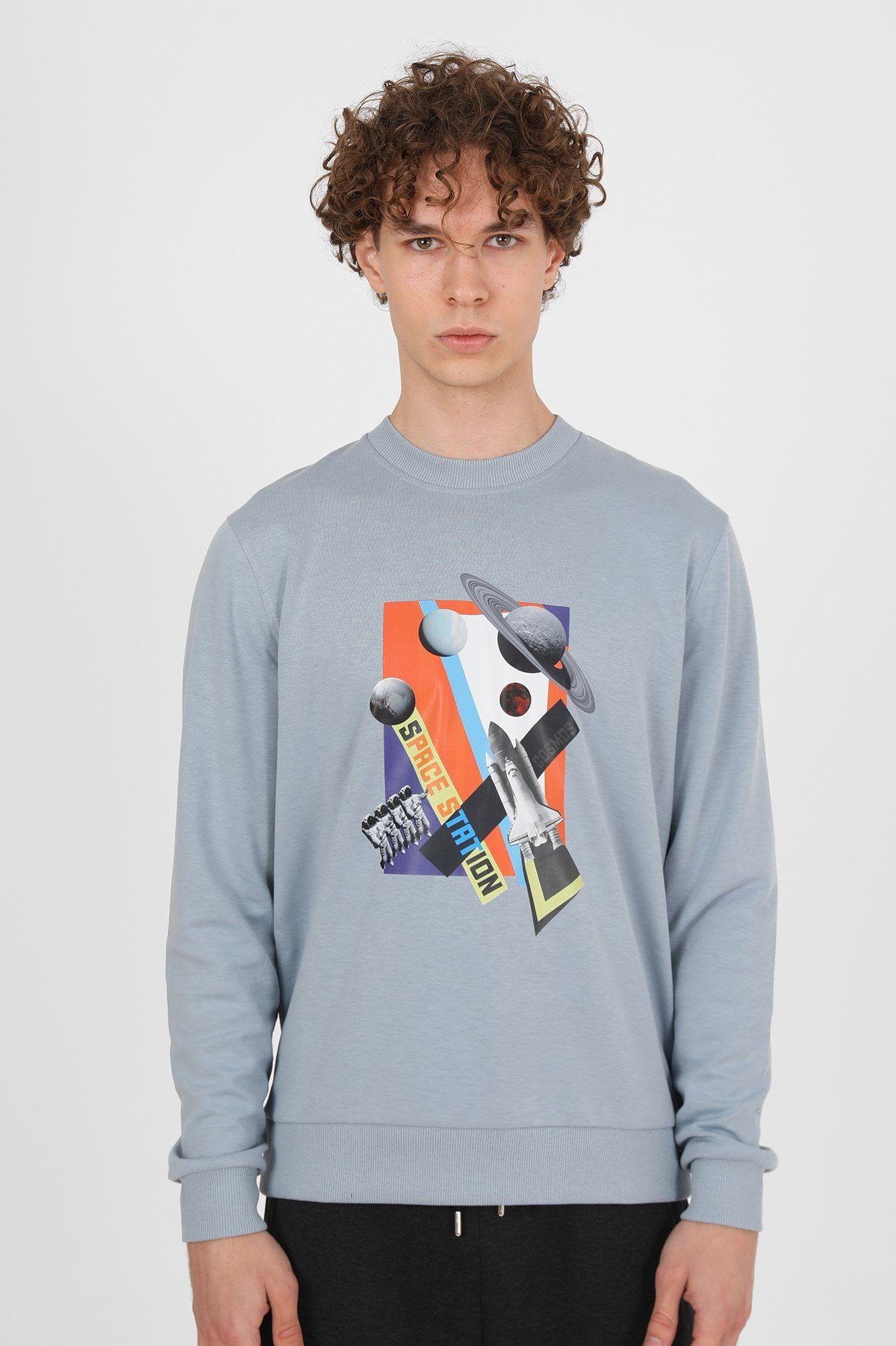 JOHN FRANK COOL SWEATSHIRT ACIK MAVI
