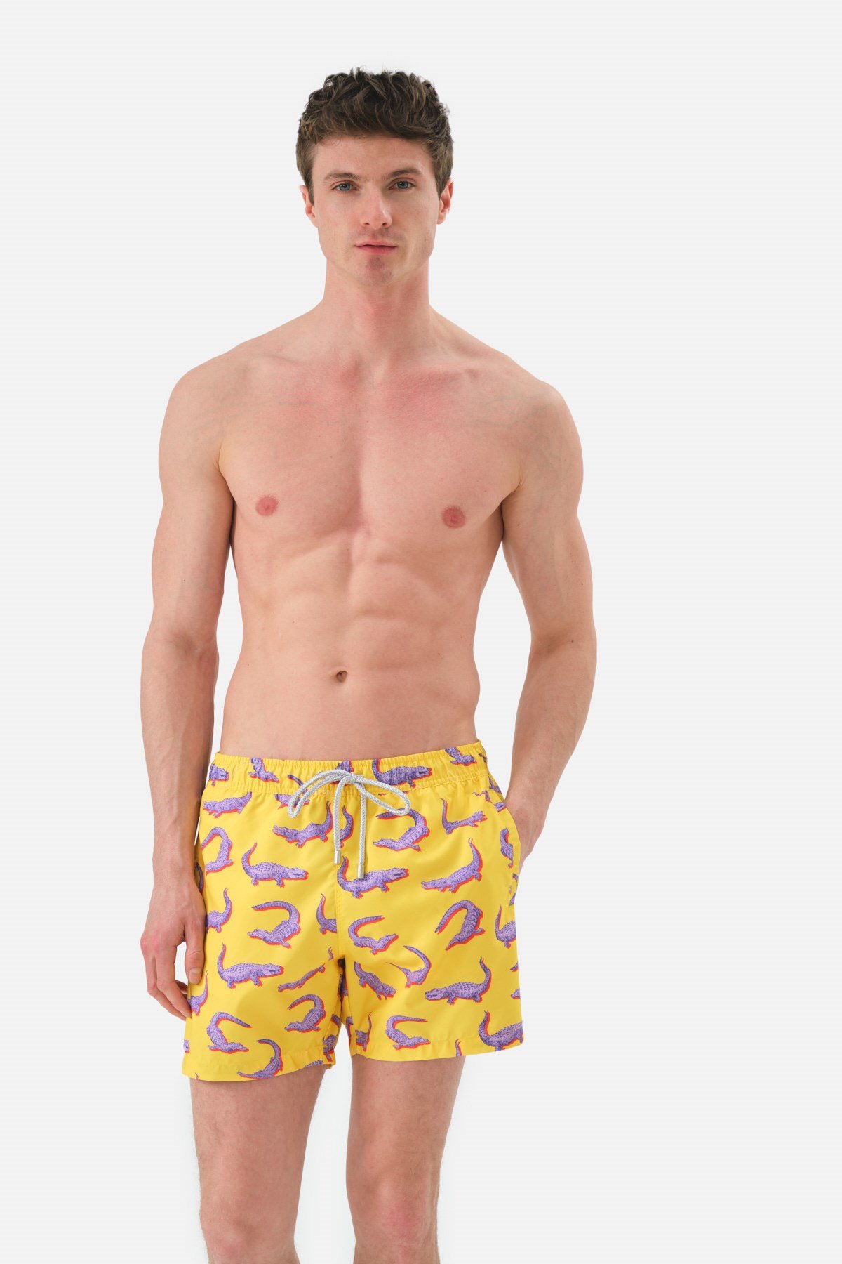 John Frank Crocodile Yellow Deniz Şortu