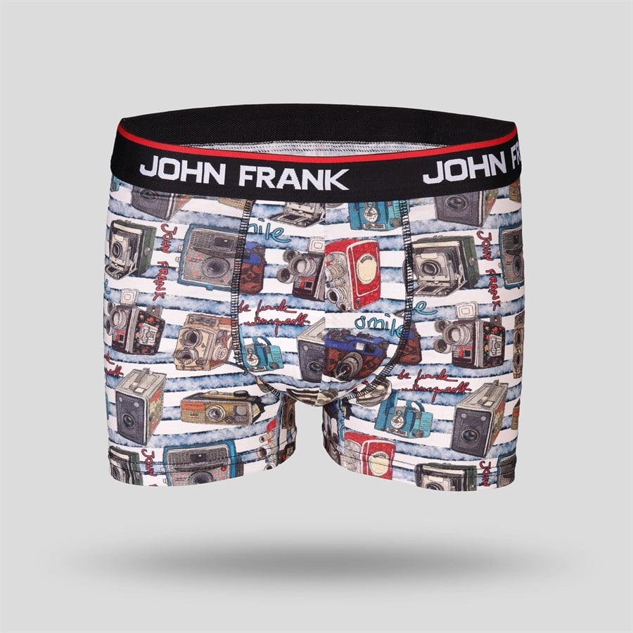 JOHN FRANK DİJİTAL BASKILI BOXER BEYAZ-MAVİ