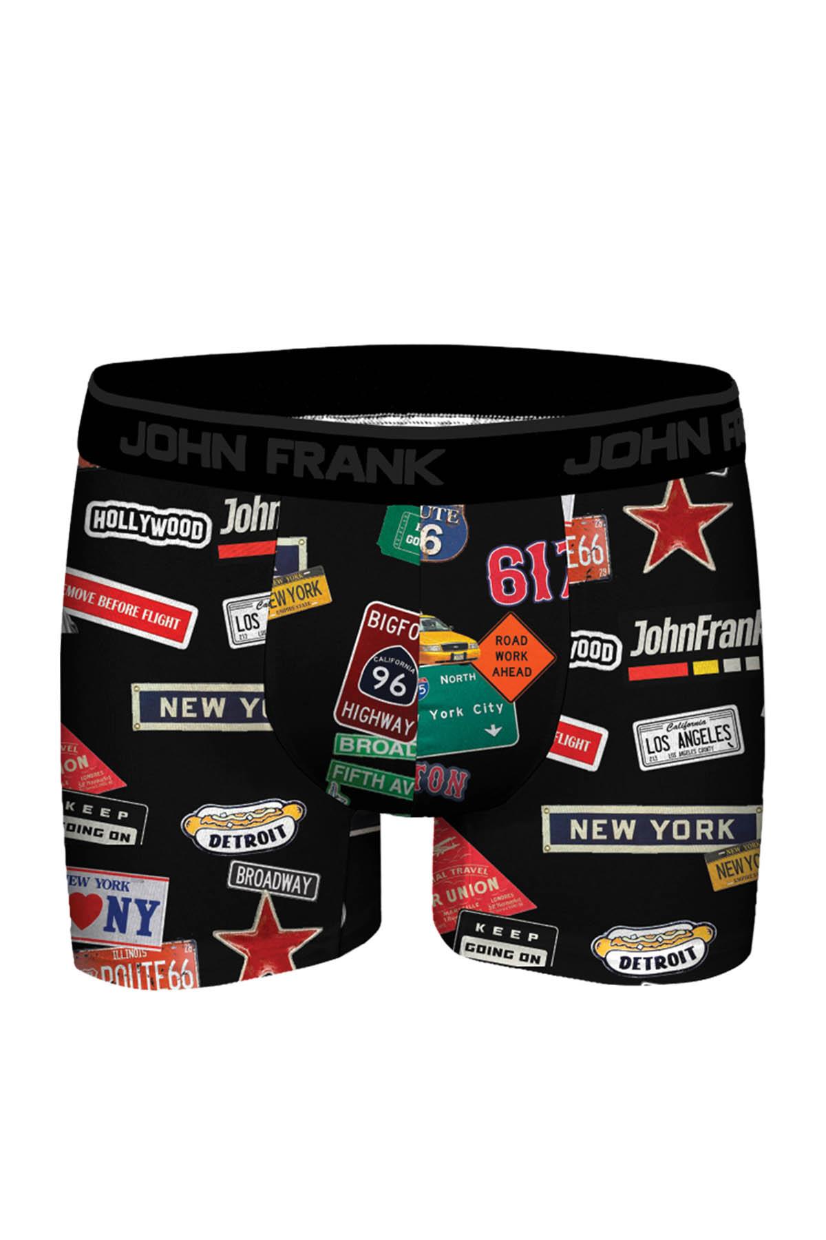 JOHN FRANK DİJİTAL BASKILI MODAL BOXER SİYAH