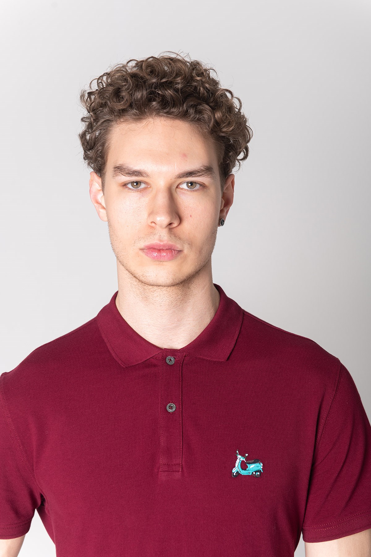 Yespa Erkek Bordo Nakışlı Polo T-Shirt | JOHN FRANK Polo Tişört