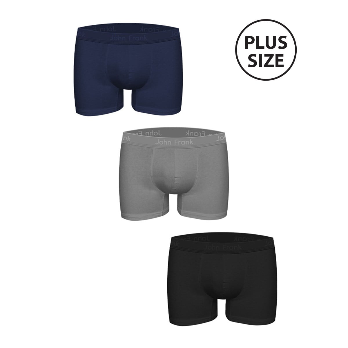 JOHN FRANK THREE PACK NATURAL MODAL PLUS SIZE BOXER