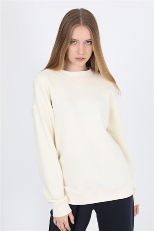 JOHN FRANK WOMAN SPORTS&LOUNGEWEAR SWEATSHIRT EKRU