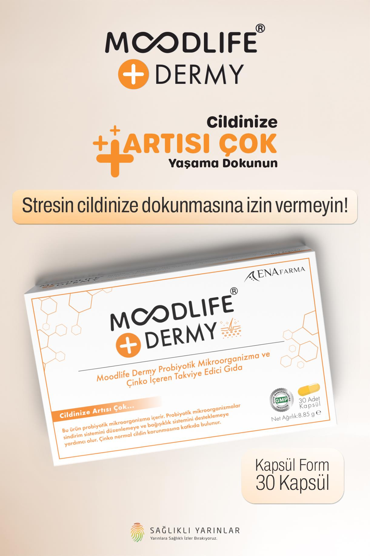 Moodlife Dermy Cilt için Probiyotik Destek 30 Kapsül