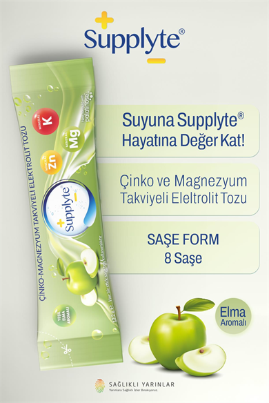 Supplyte Elma Aromalı Elektrolit Tozu 12 gr  8 adet