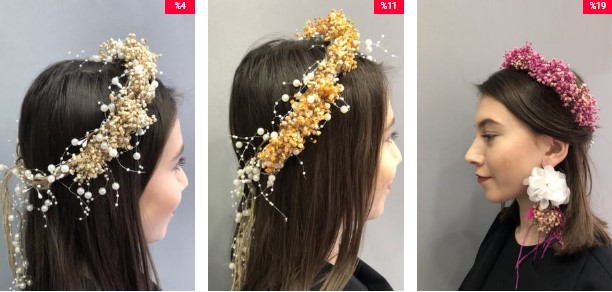 Kuru Çiçekli Taçlarla Romantik Görünüm: Nişan ve Düğün İçin Şık Modeller