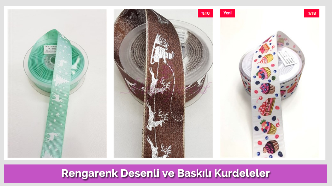 Rengarenk Desenli ve Baskılı Kurdeleler