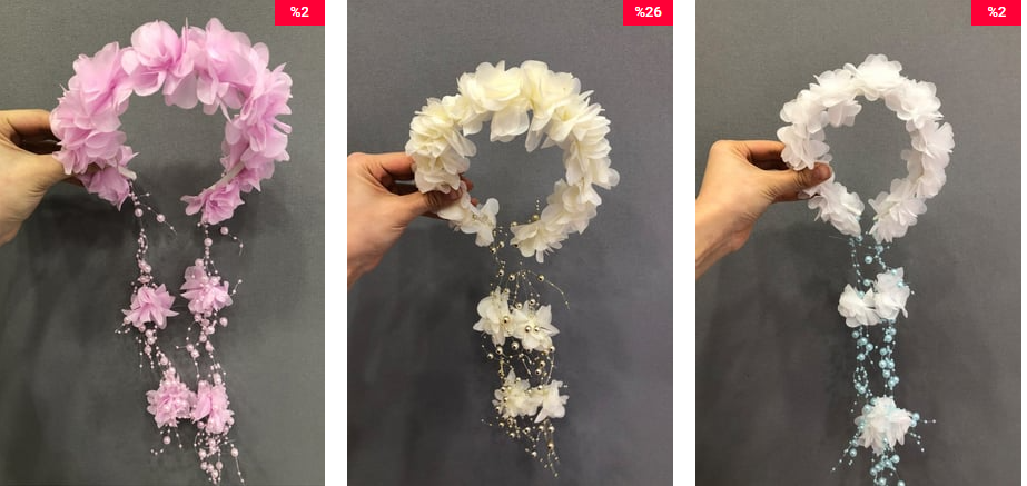 Romantik Lazer Çiçekli Taç – Kına, Mezuniyet ve Davetler İçin Trend Aksesuar