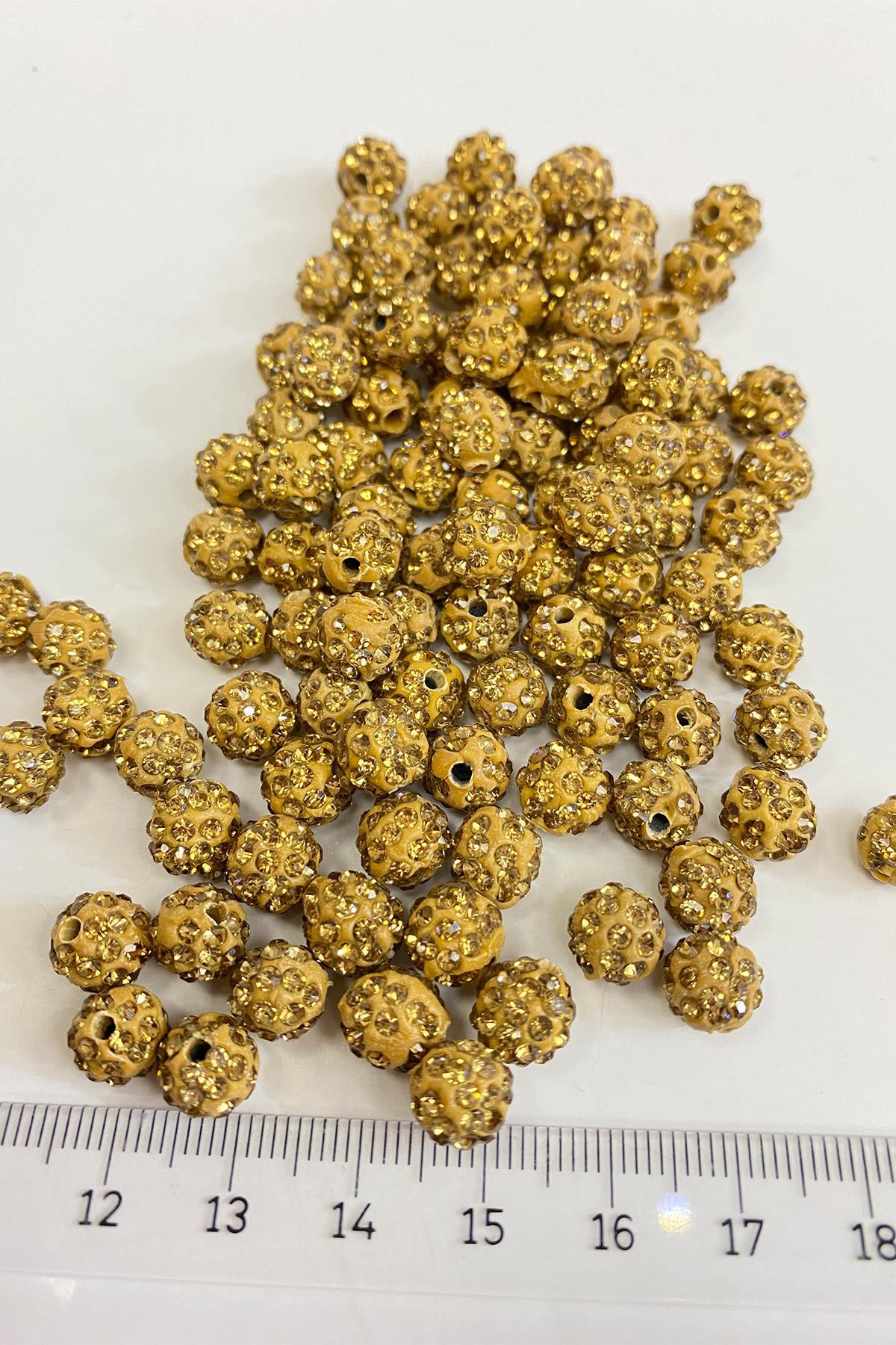 Bal Rengi Parlak Taşlı Boncuk 8 mm