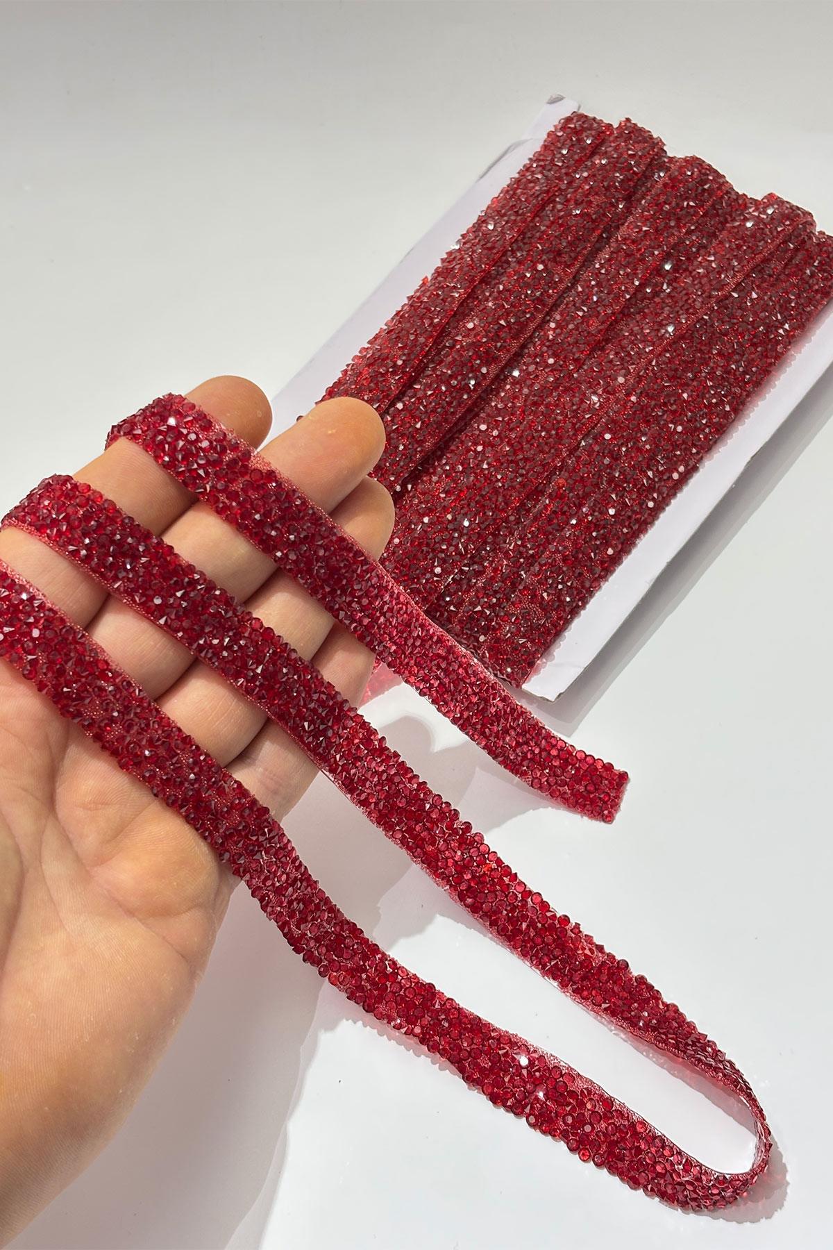 Bordo Ütüyle Yapışan Şerit Taş Boncuk1,5 Cm