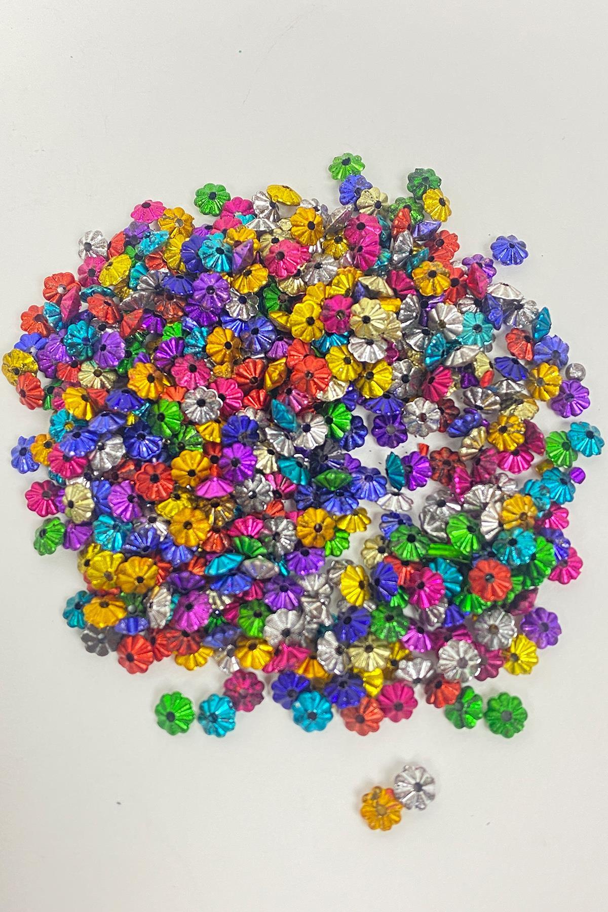Mekik Desenli Rengarenk Plastik Boncuk 25 gr