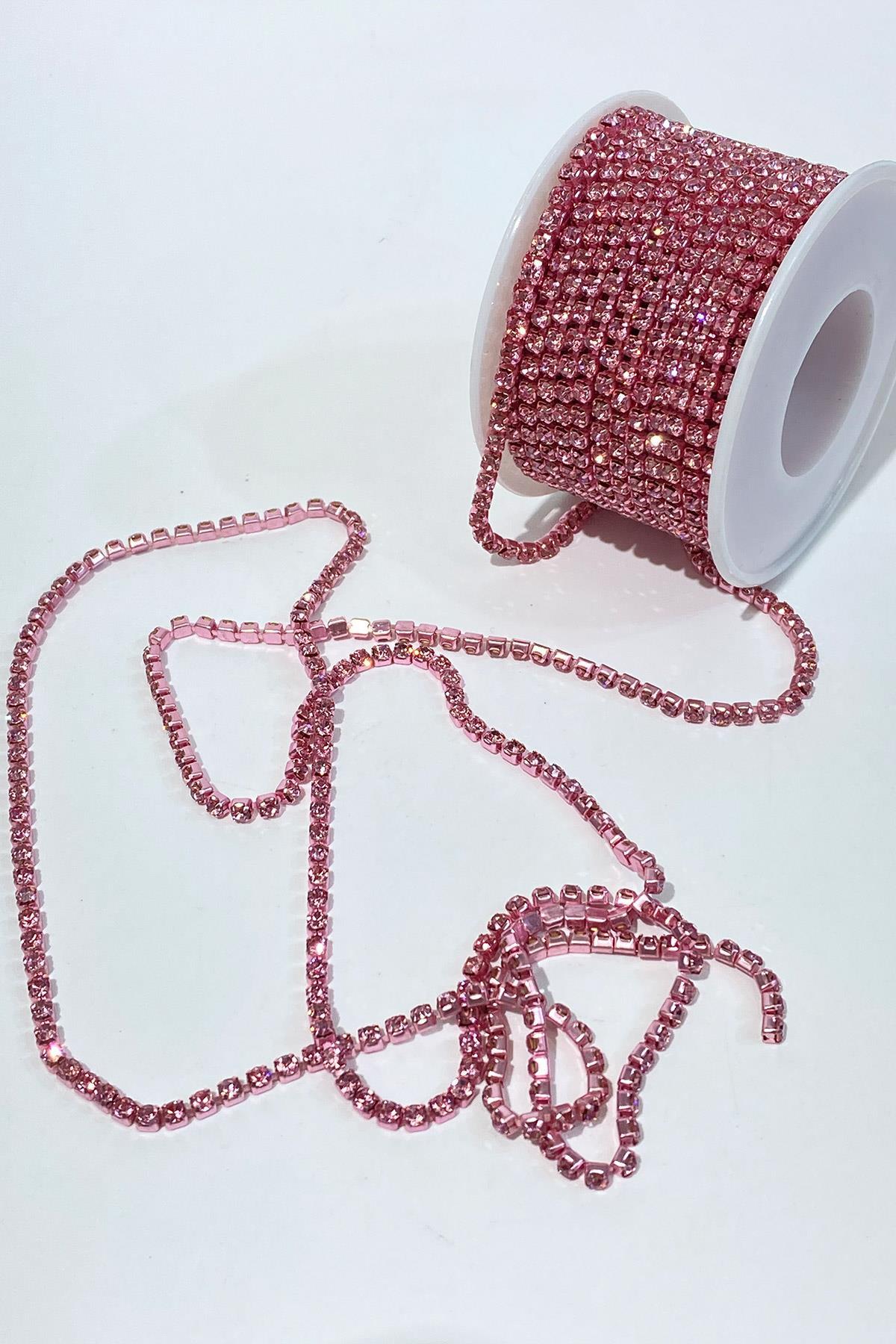 Pembe Beyoğlu Swarosvki Şerit Taş Boncuk ss12