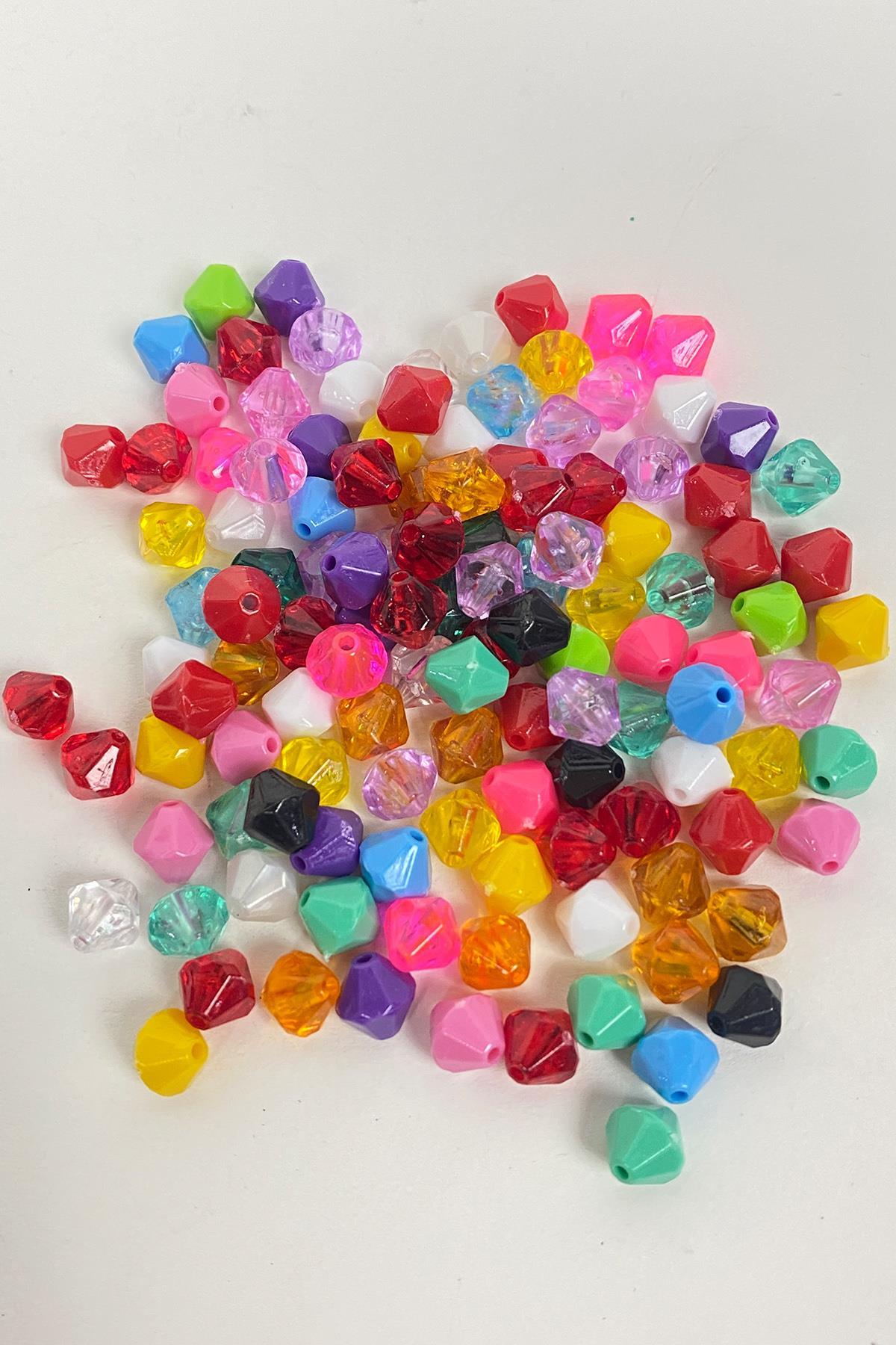 Rengarenk Prizma Plastik Boncuk 25 gr