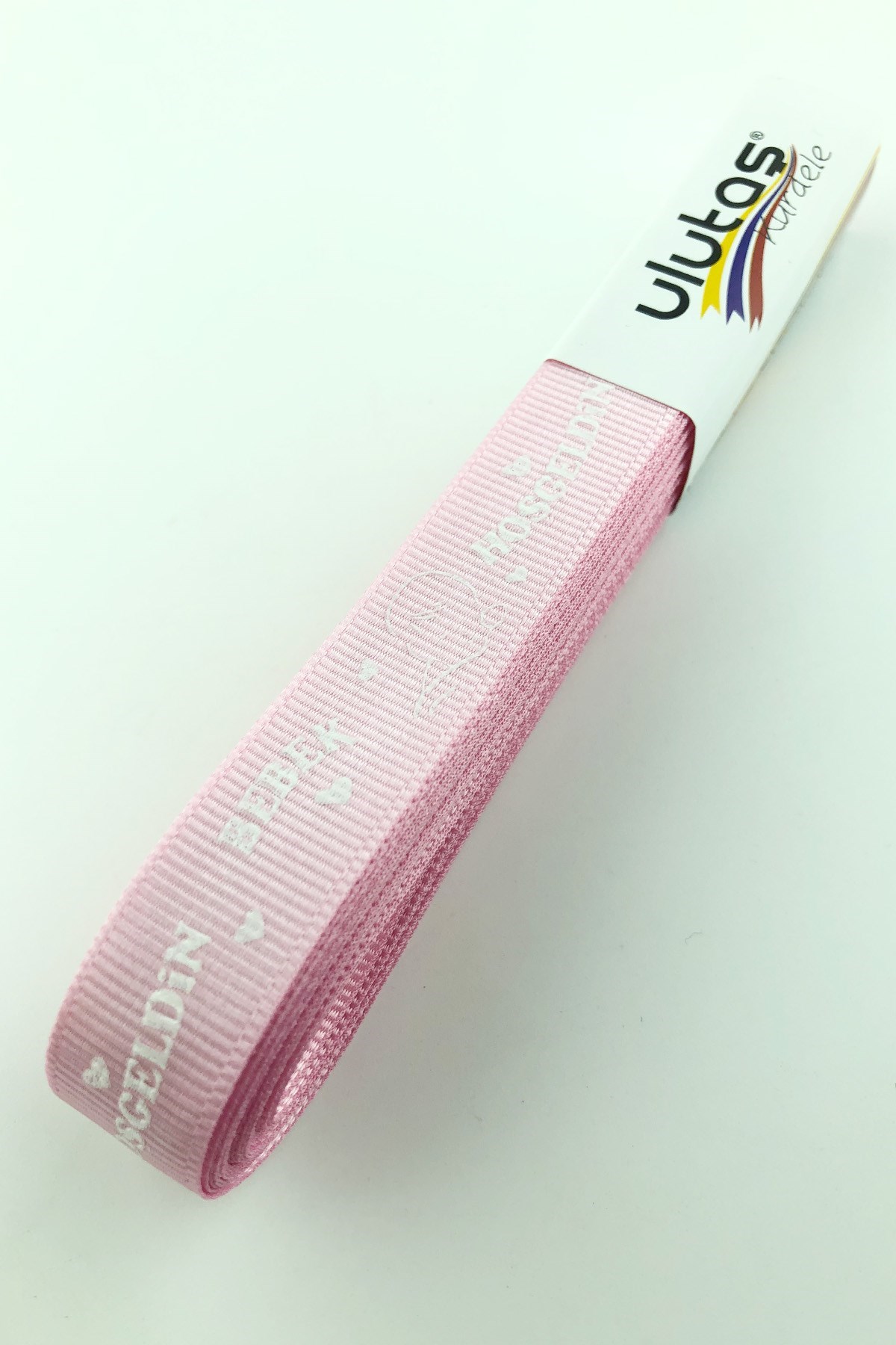 Bebe Pembe Hoşgeldin Bebeğim Baskılı Grogren Kurdele 1,5 cm