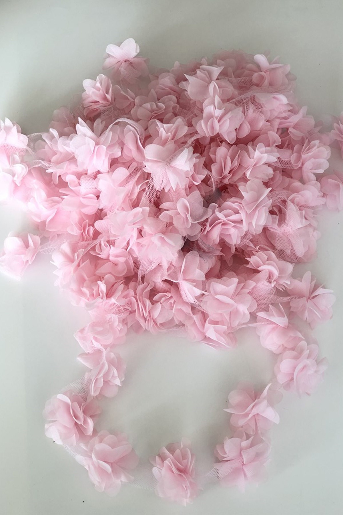 Bebe Pembe Lazer Kesim Şifon Tül Çiçek