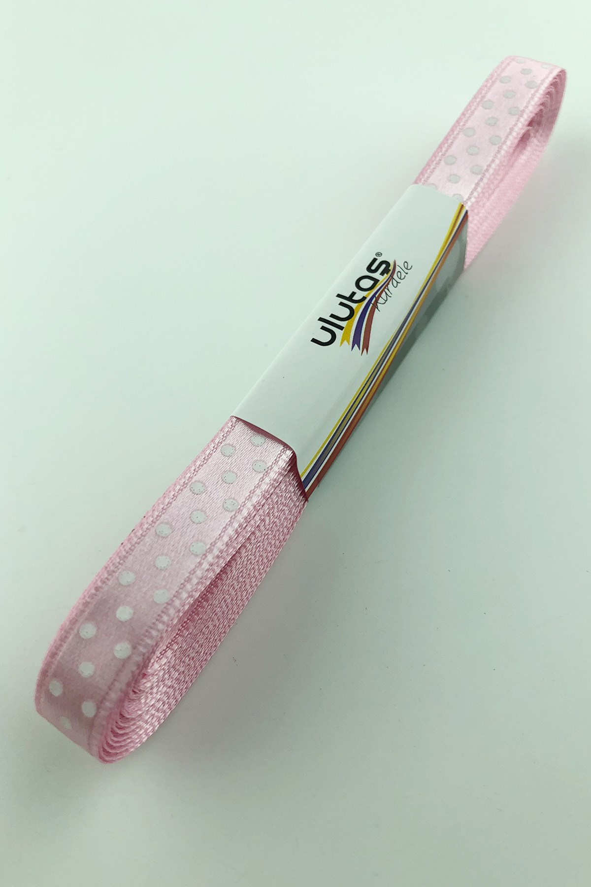 Bebe Pembe Puantiyeli Saten Kurdele 1 cm