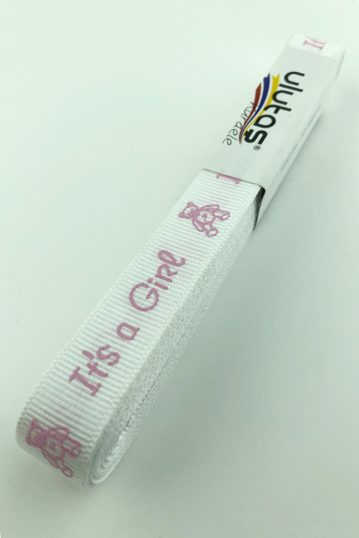 Beyaz Pembe Bebek Figür Baskılı Grogren Kurdele 1,5 cm