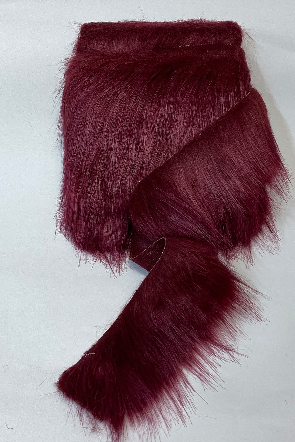 Bordo Suni Kürk Yapay Peluş Şerit
