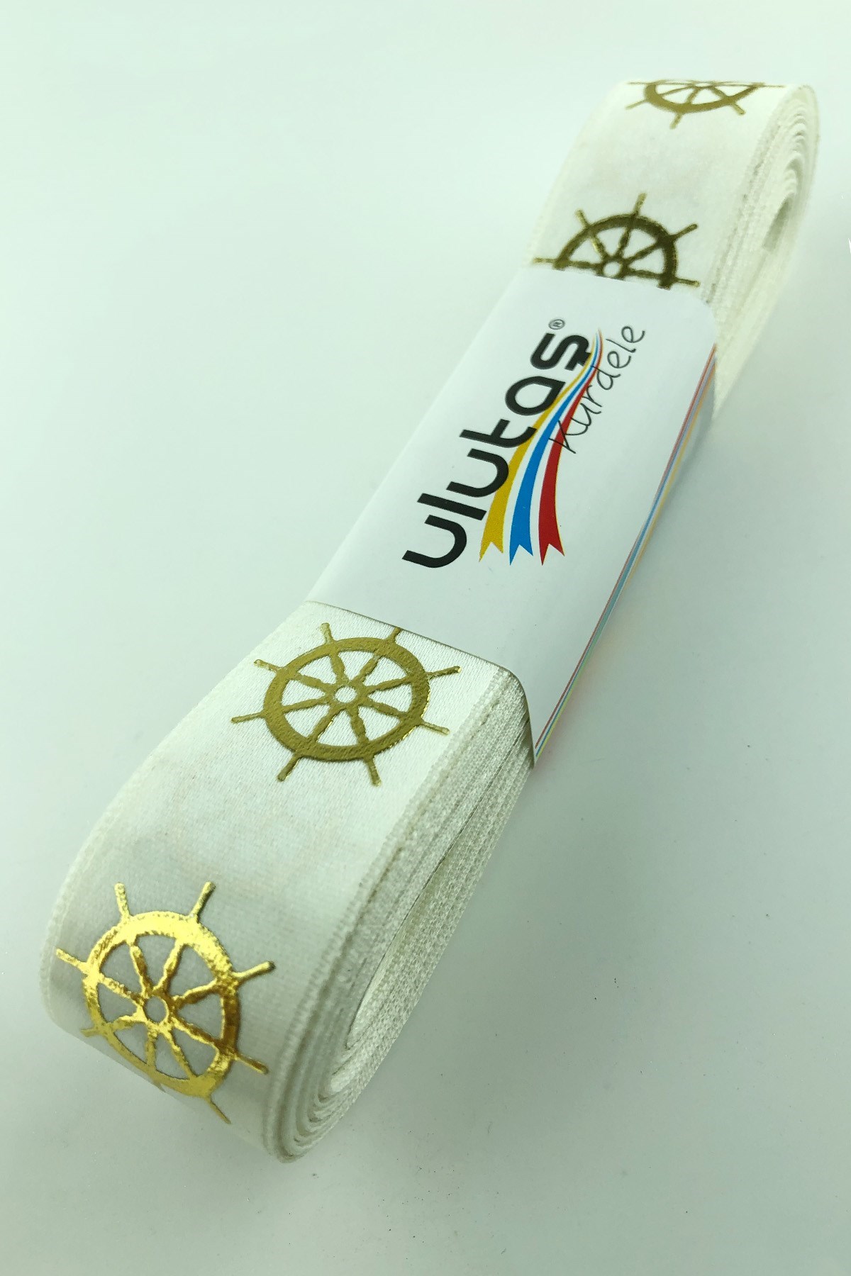 Dümen Gold Varak Baskılı Saten Kurdele 2,5 cm