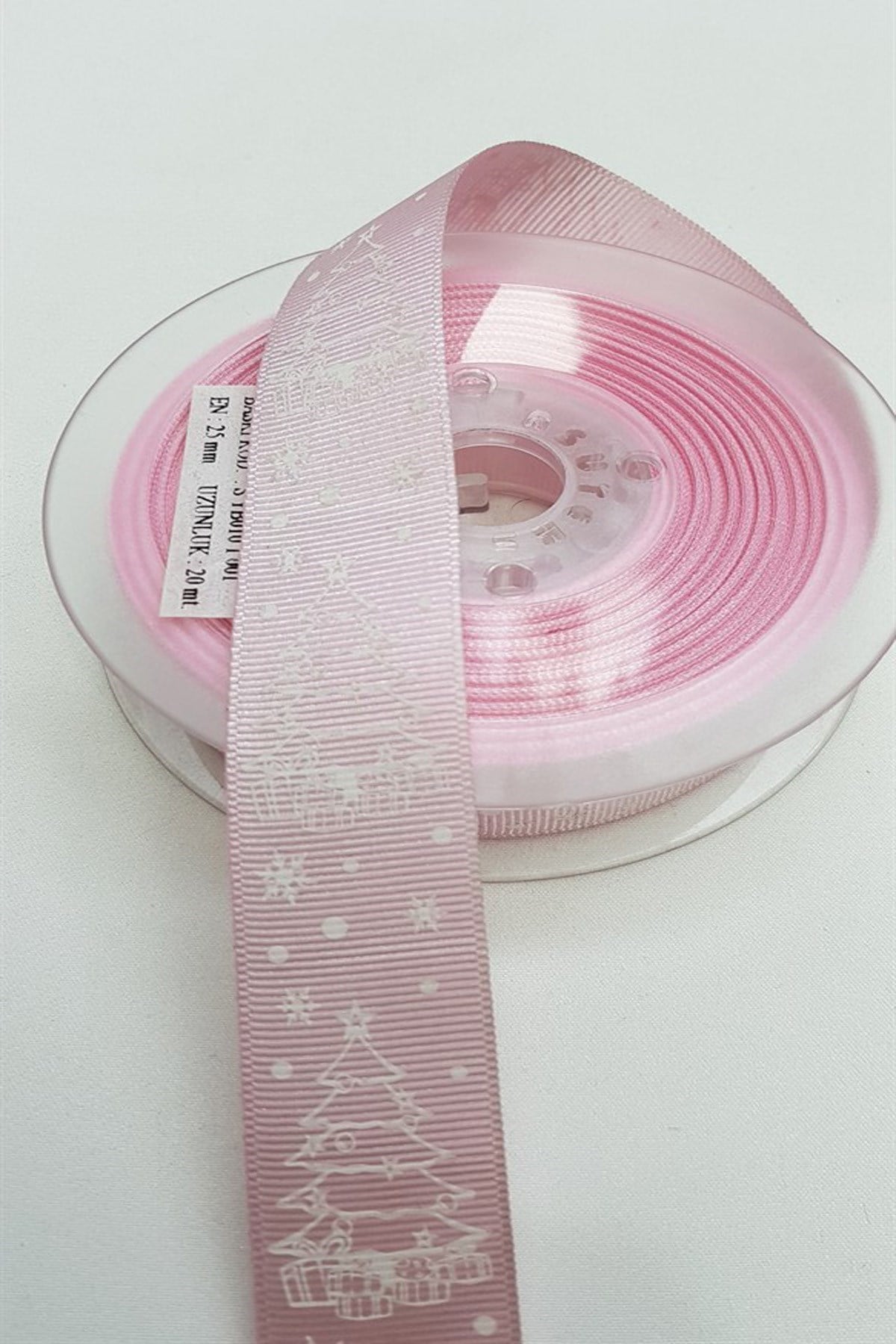 Fransız Gül Rengi Yılbaşı Grogren Kurdele 2,5 cm
