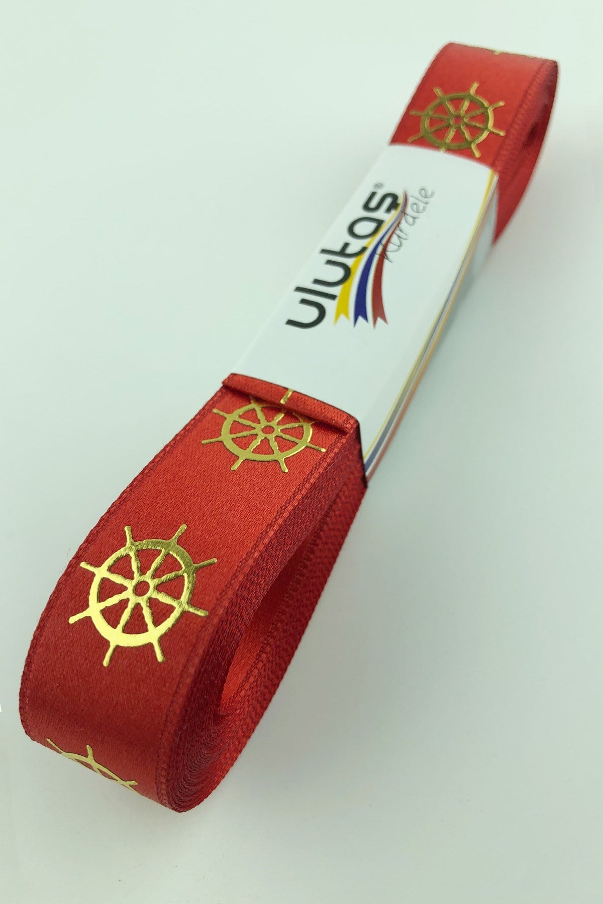 Gold Dümen Varak Baskılı Saten Kurdele 2 cm