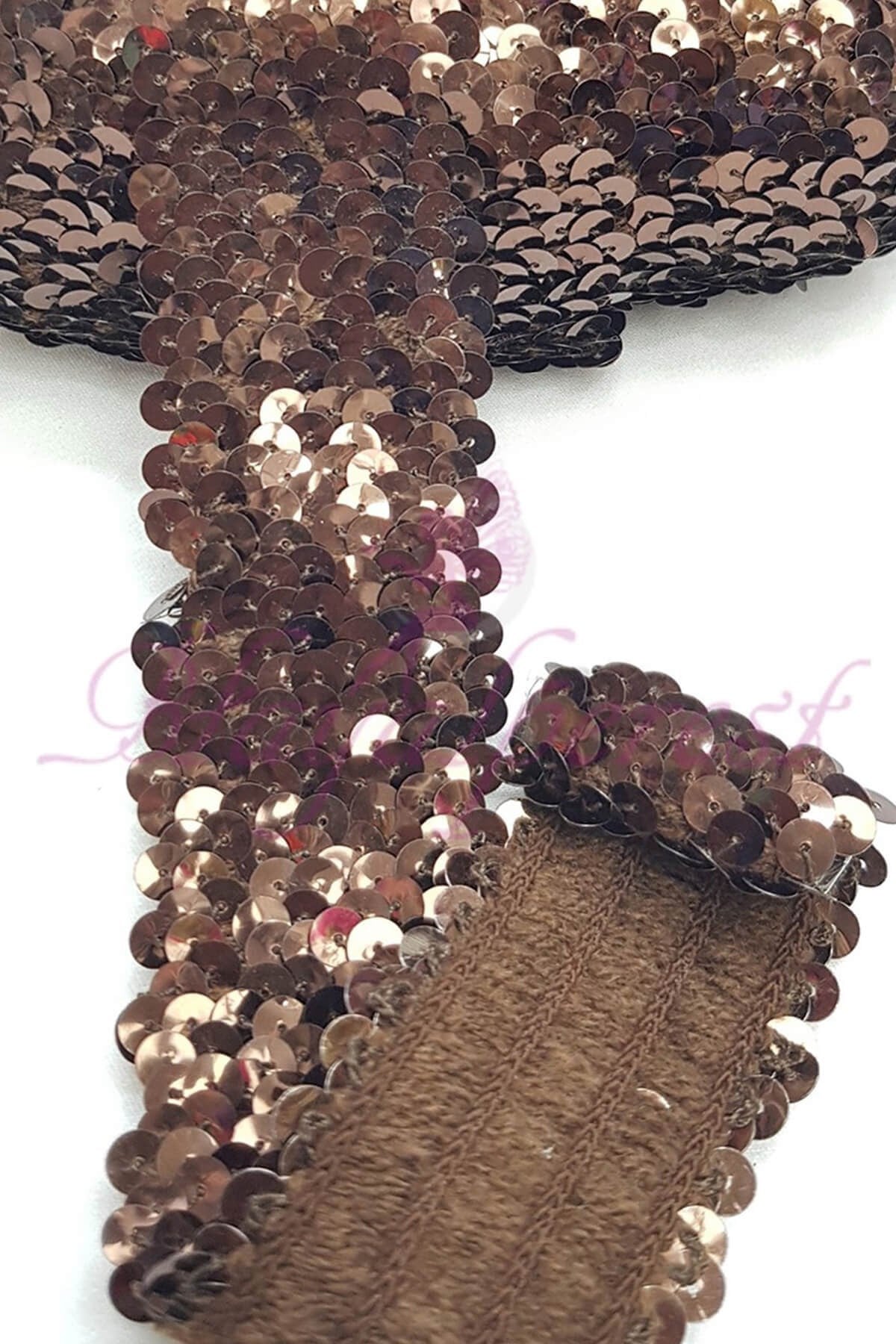 Kahve Rengi Likralı Pul Şerit 4 cm