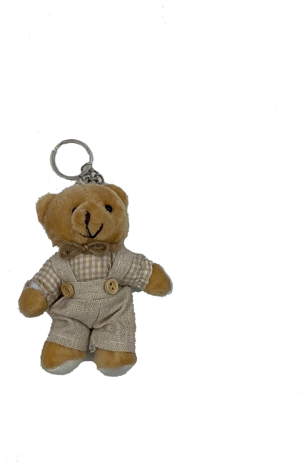 Kıyafetli Ekoseli Erkek Peluş Ayıcık 9 cm