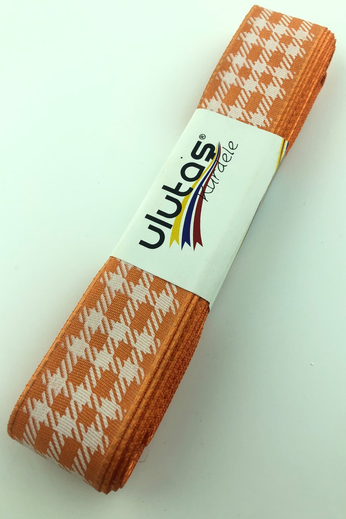 Koyu Turuncu Varak Baskılı Tafta Kurdele 2.5 Cm
