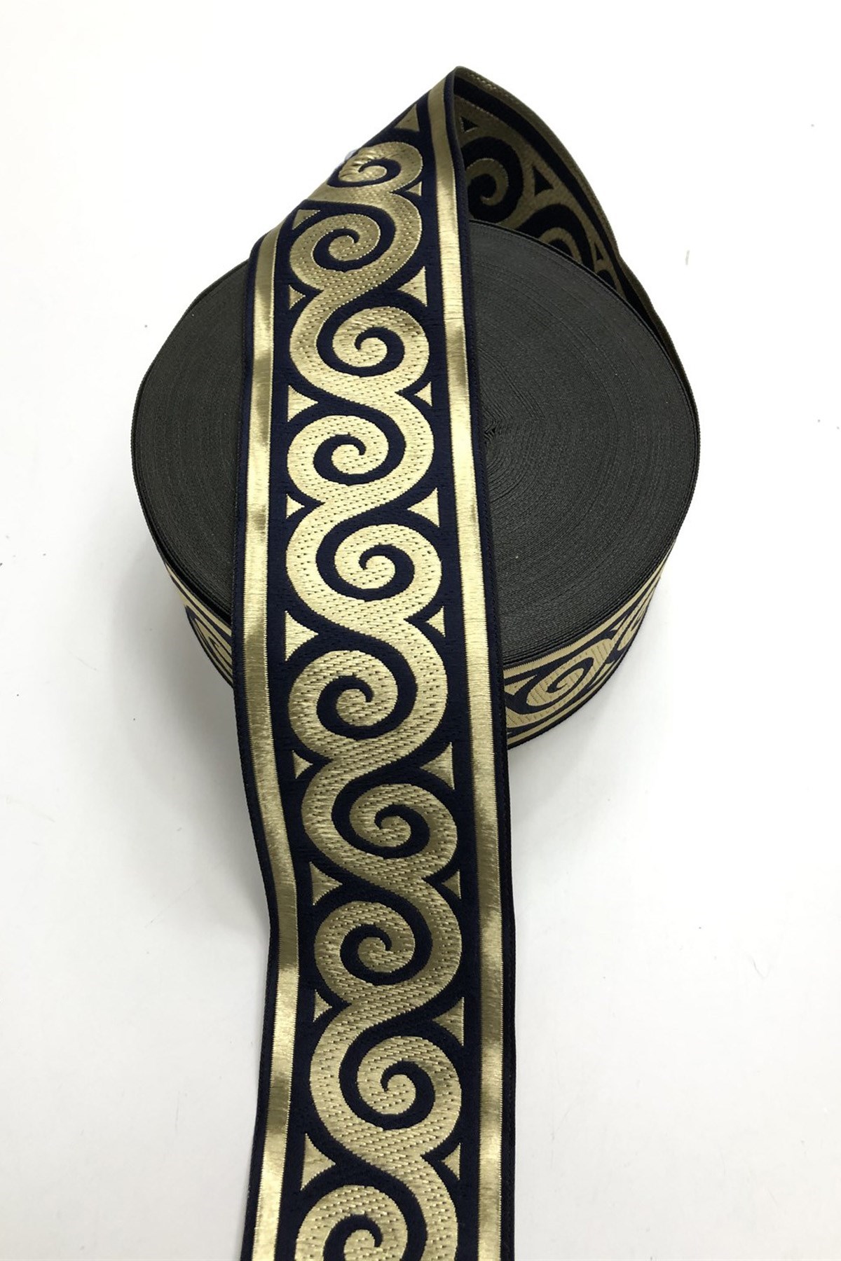 Lacivert Baskılı Kurdele 4,5 cm
