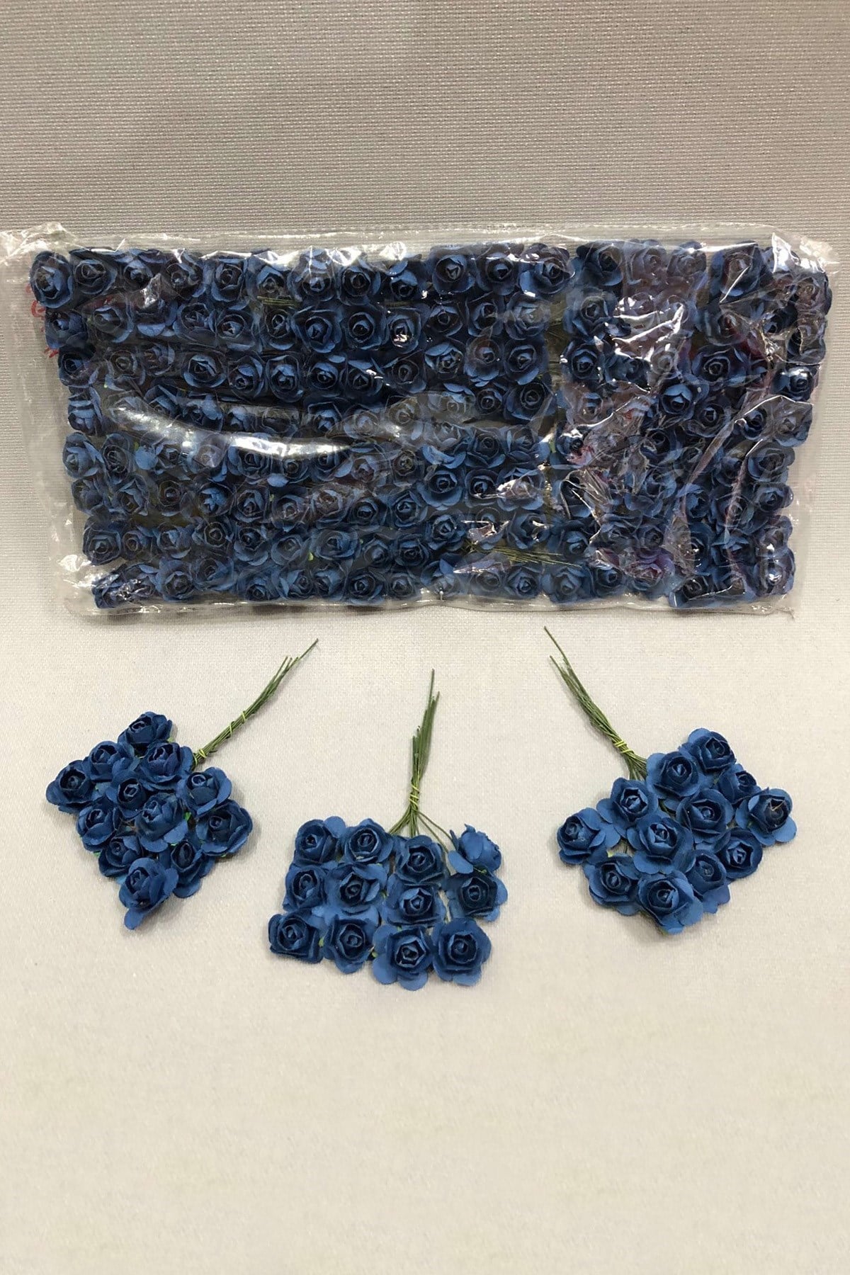 Lacivert Kağıt Gül Çiçek 1 paket 144 lü 