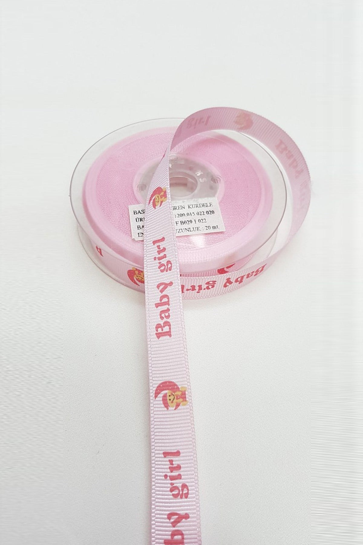 Lavanta Gül Rengi Grogren Kurdele Bebek Temalı 1,5 cm