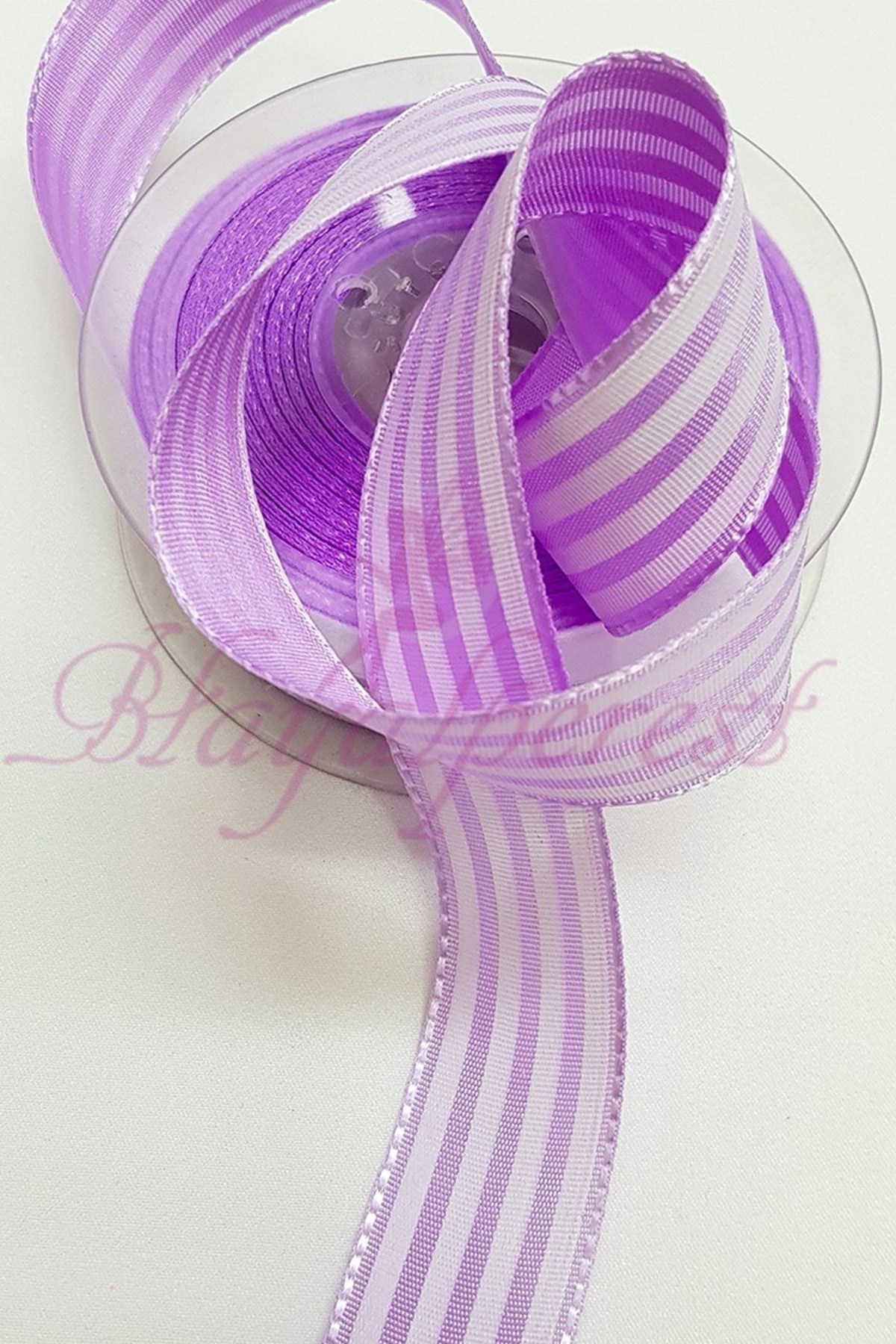 Lila Çizgi Baskılı Tafta Kurdele 2,5Cm