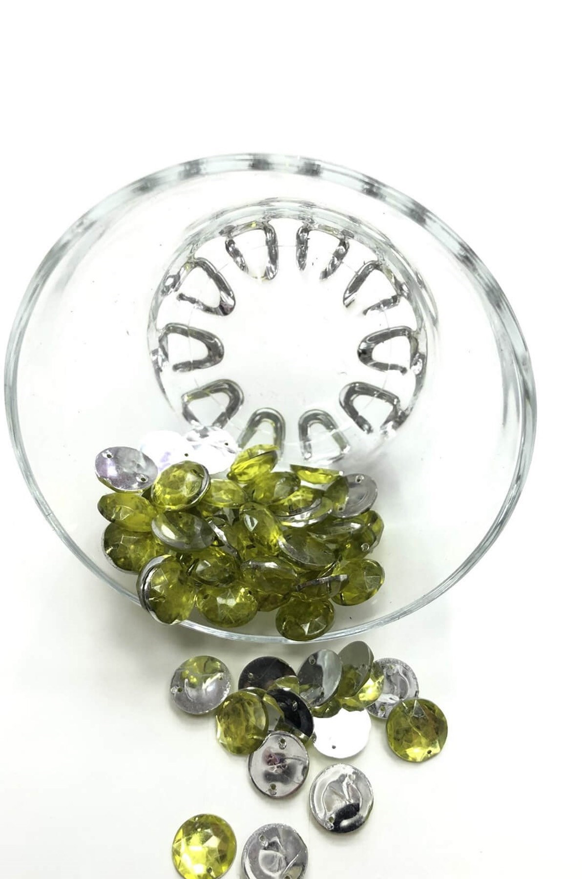 Limon Sarı Yuvarlak Plastik Dikme Taş 20 gr