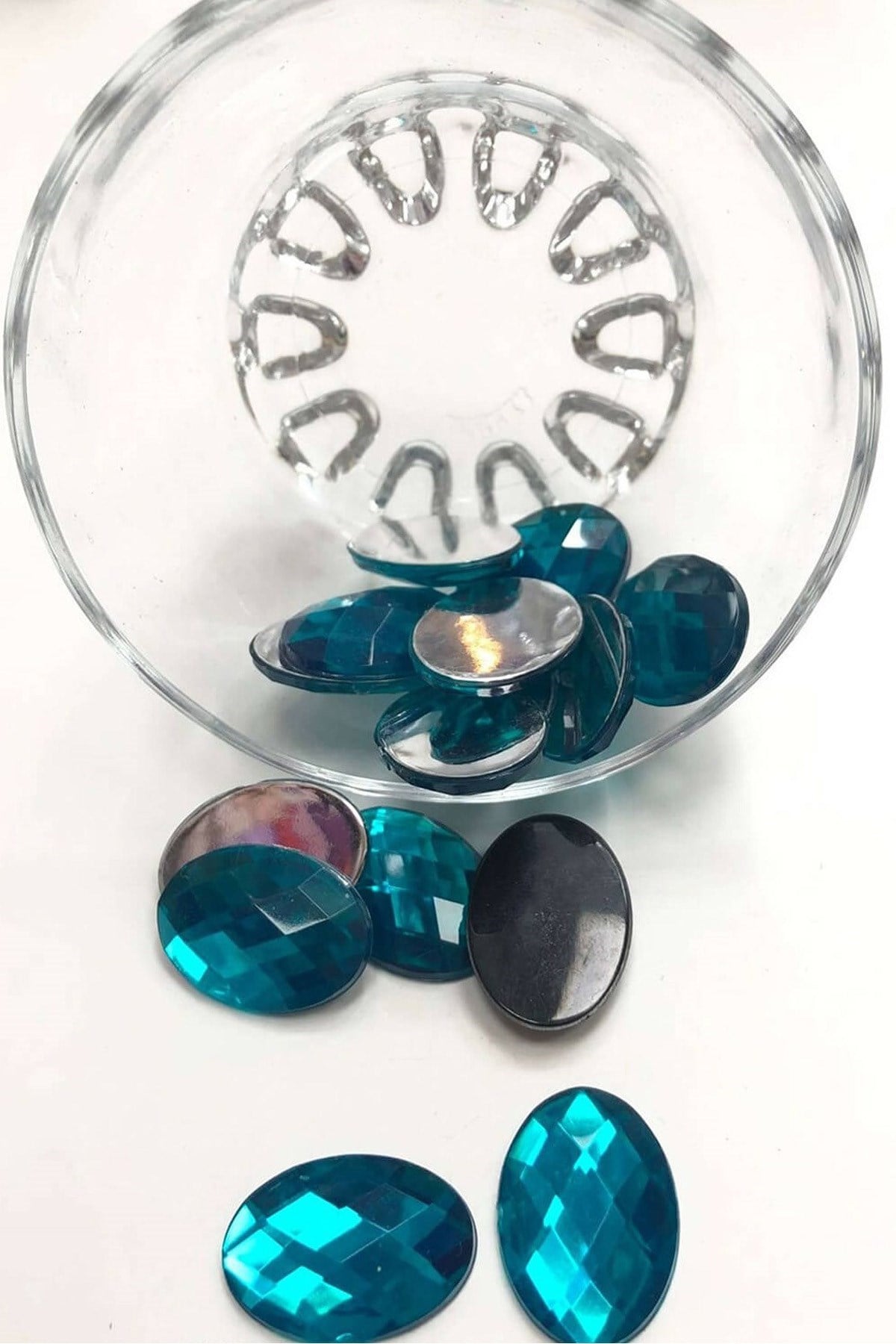 Oval Turkuaz Plastik Dikme Taş 10 adet