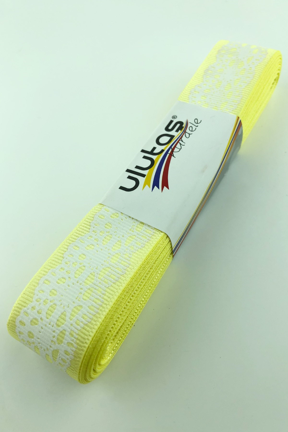 Sarı Dantel Baskılı Grogren Kurdele 2,5 cm