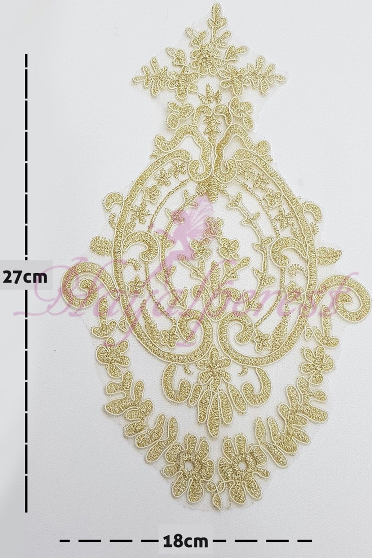 Sarı Desenli Parça Güpür Dantel