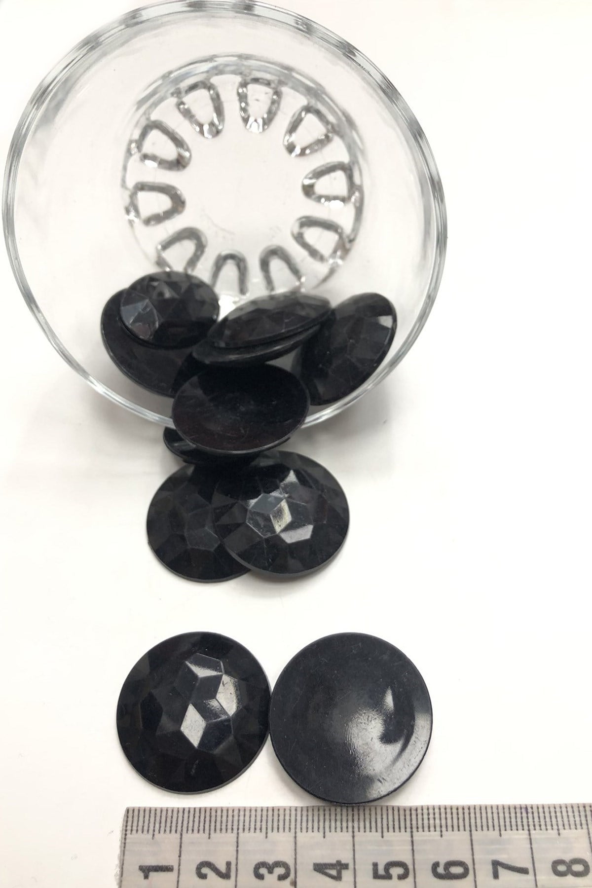Siyah Yuvarlak Plastik Dikme Taş 10 adet