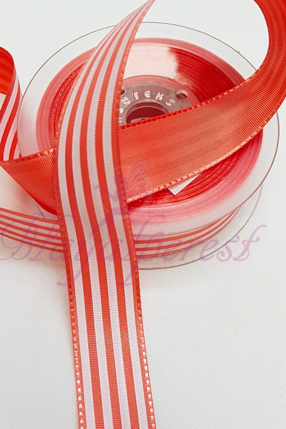 Turuncu Çizgi Baskılı Tafta Kurdele 2,5Cm
