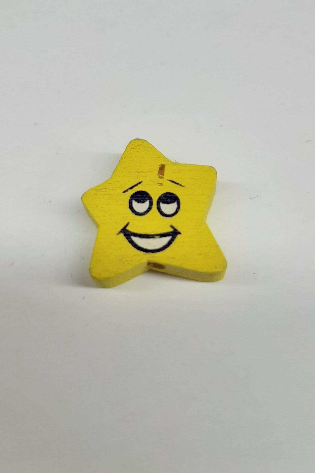 Yıldız Emoji Desenli Sarı Ahşap Boncuk