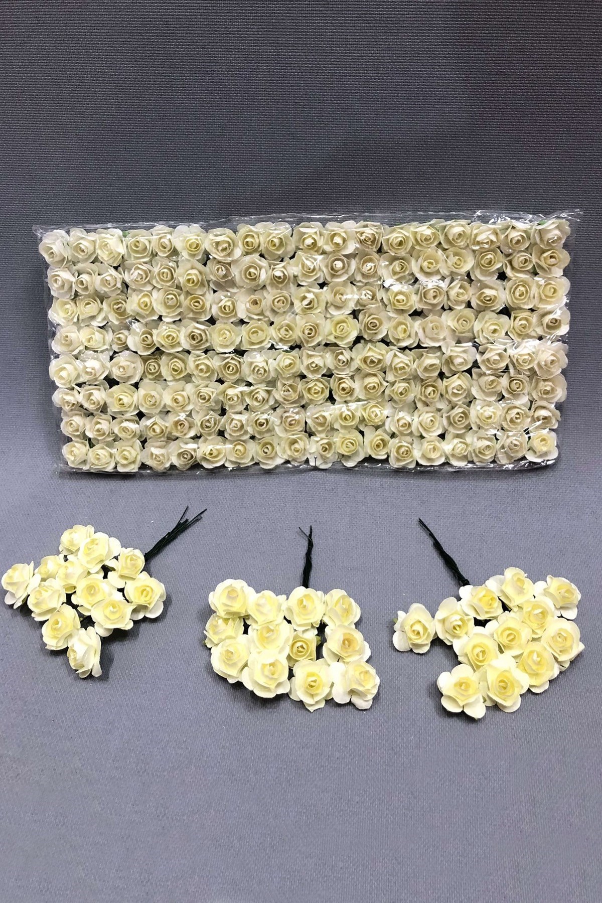  Krem Kağıt Gül Çiçek 1 paket 144 lü 