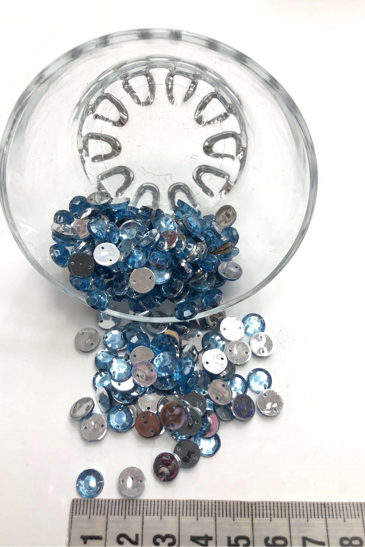 Açık Mavi Yuvarlak Plastik Dikme Taş 20 gr