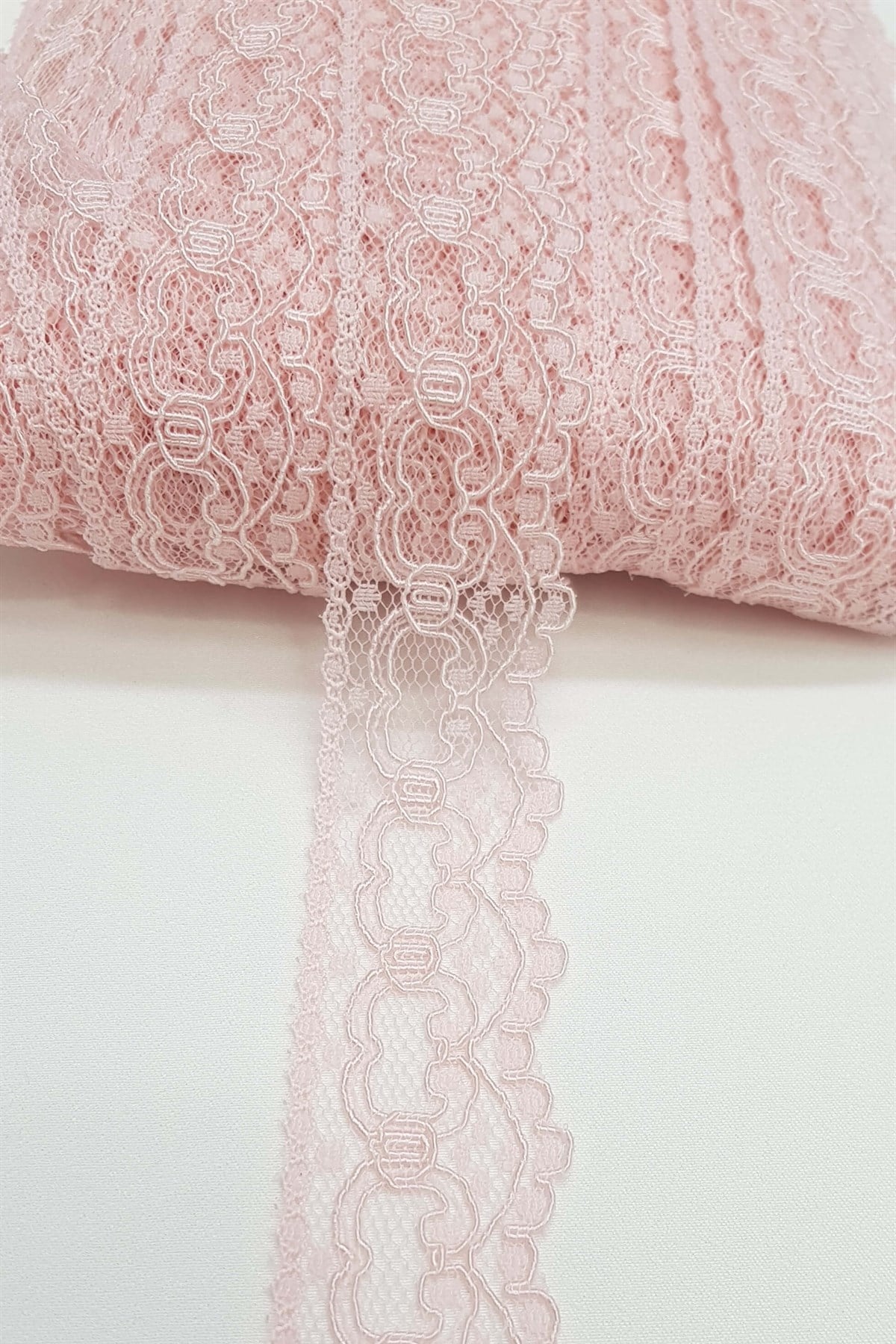 Açık Pembe Kolalı Kuğu Dantel