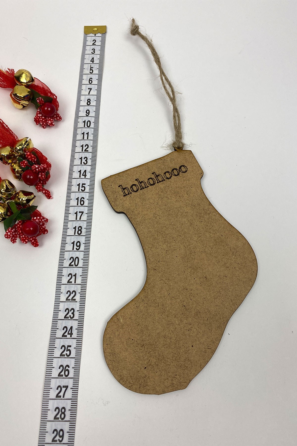 Ahşap Çorap Baskı Yılbaşı Süsü 