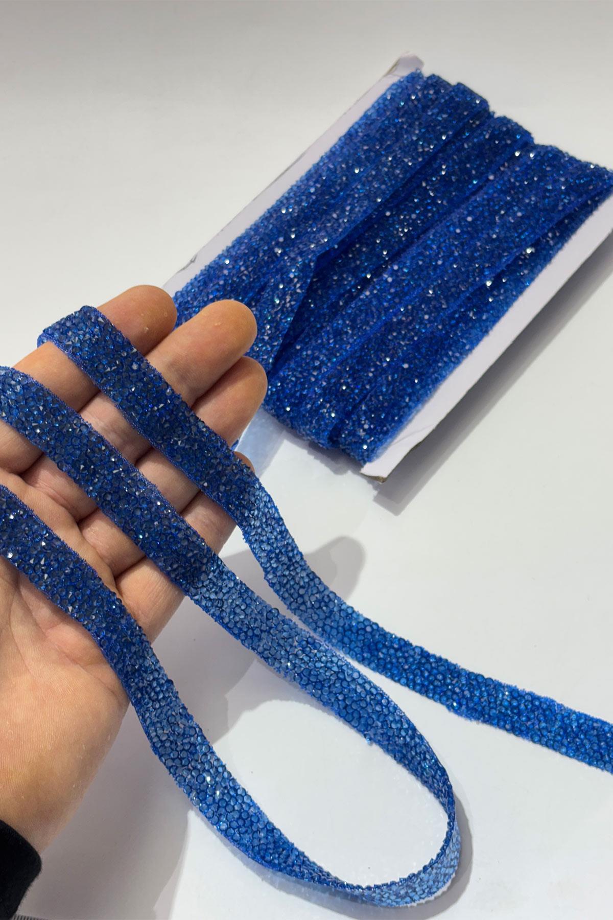 Bebe Mavi  Ütüyle Yapışan Şerit Taş Boncuk1,5 Cm
