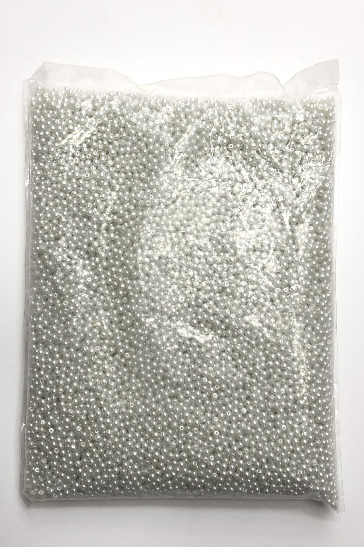 Beyaz Cam İnci Boncuk 3 mm
