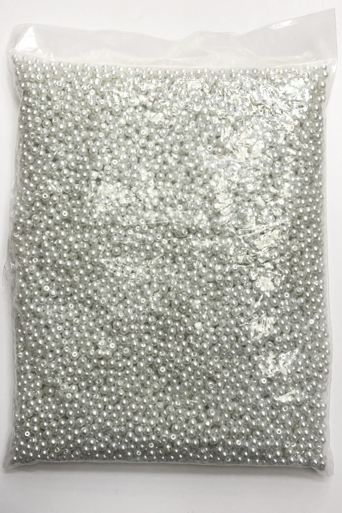 Beyaz İnci Cam Boncuk 4 mm