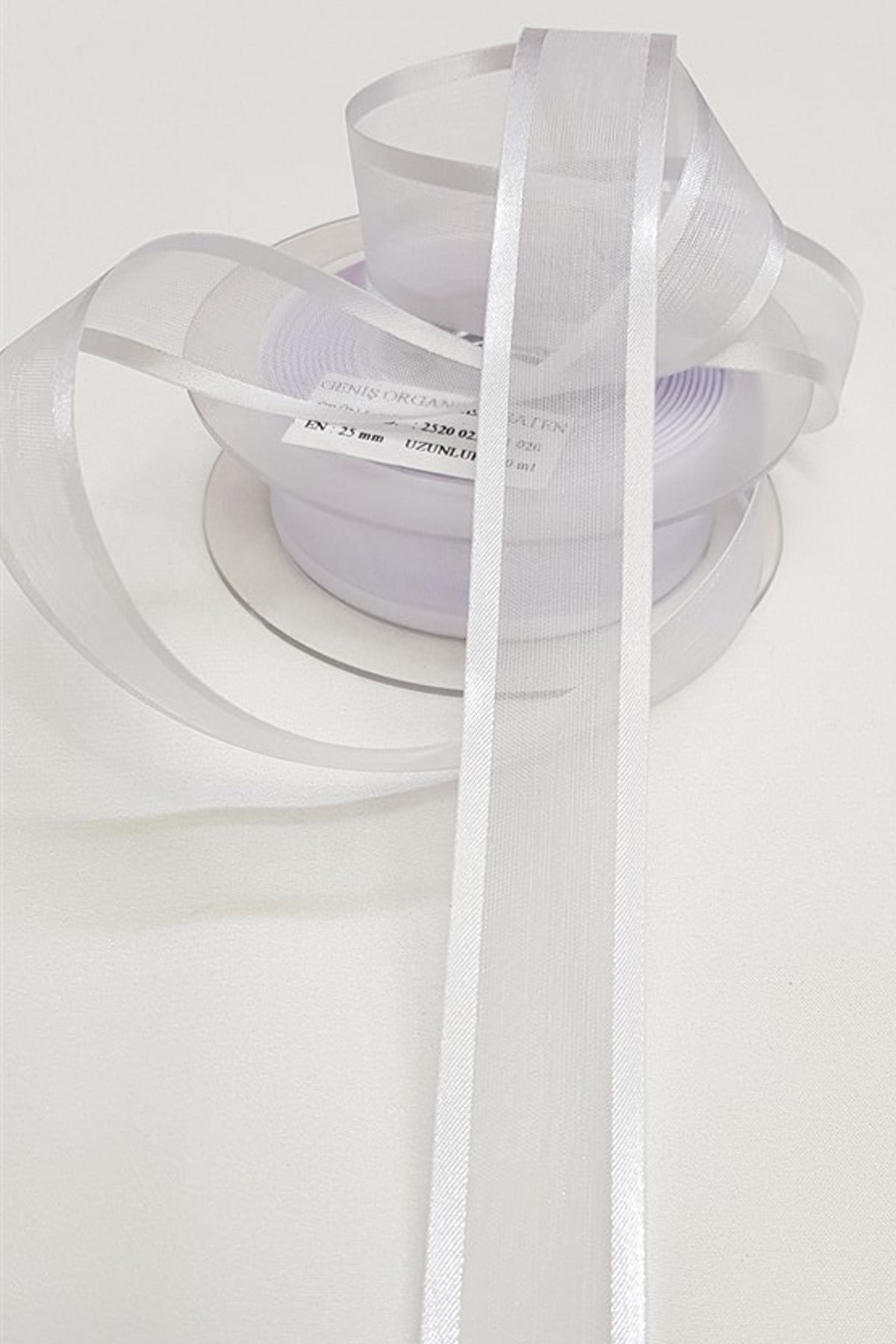 Beyaz Organze Saten Kurdele 2,5Cm